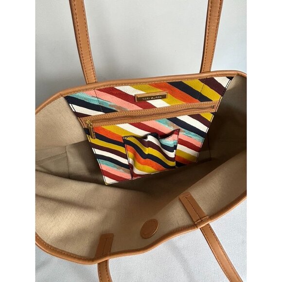 Tory Burch Kerrington Square Striped Large Tote in Diamond Combo - Picture 6 of 10